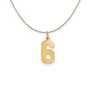 14k Yellow Gold, Athletic, Sm Polished Number 6 Necklace - 30 Inch